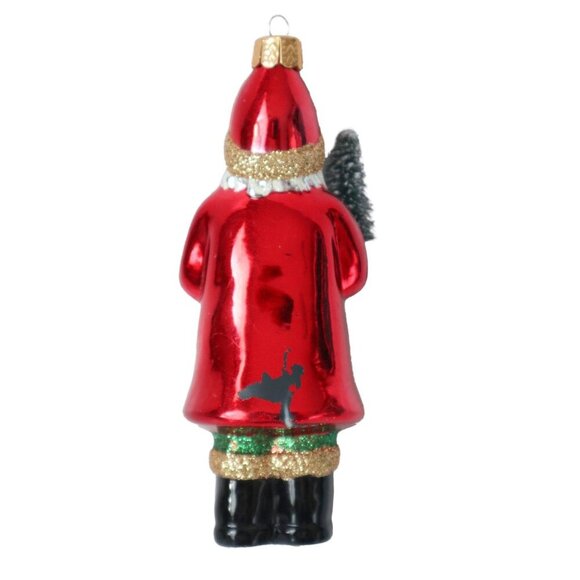 2 Vintage Glass Christmas Tree Ornaments  Santa with Bottle Brush Tree & Polar - Picture 6 of 6